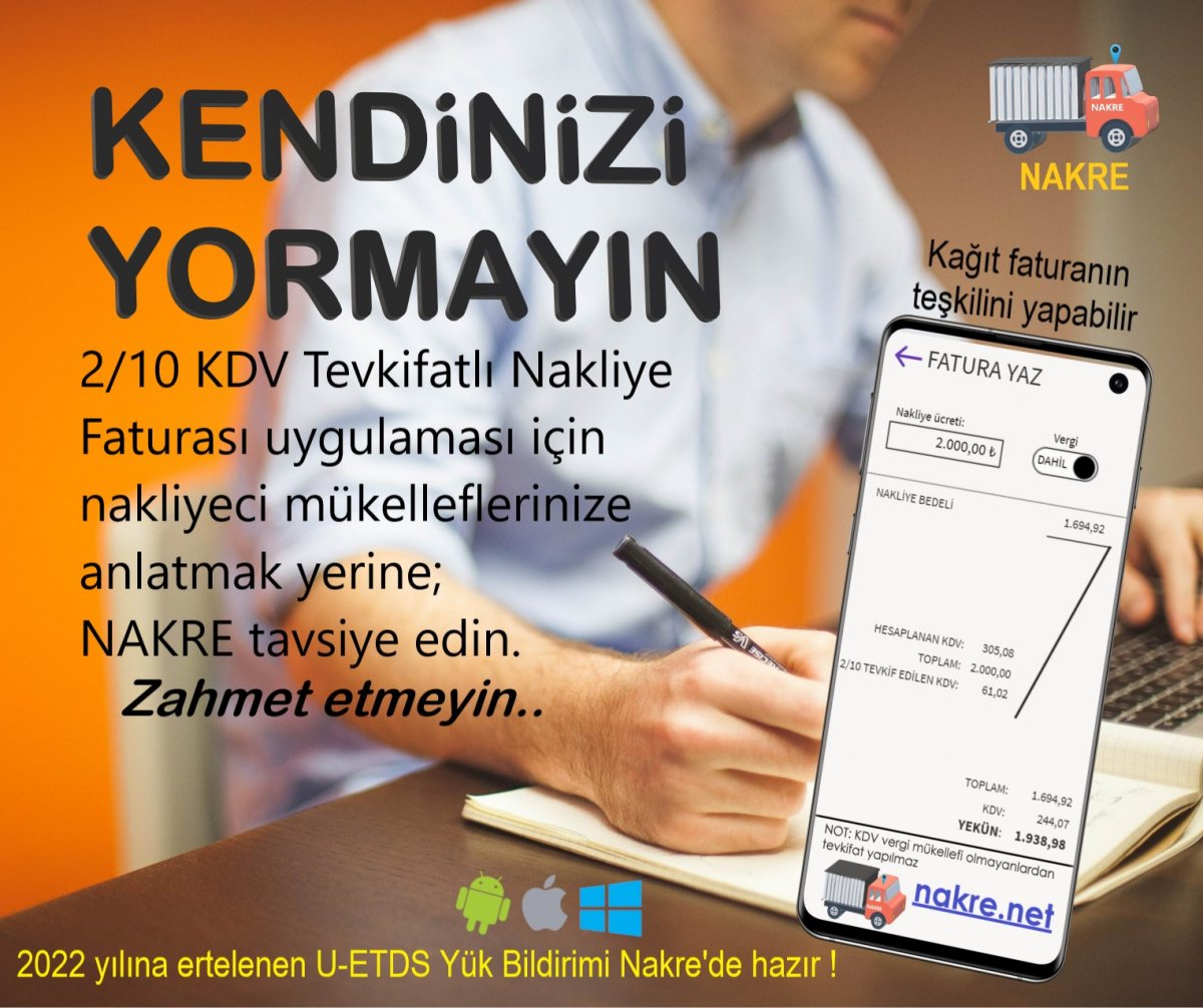 KDV tevkifatı tevkifatlı nakliye fatura örneği