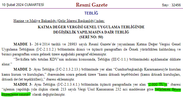 KDV tevkifatında değişiklik yapıldı